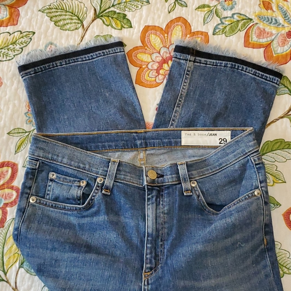 Rag & Bone High-waisted Raw Hem Jeans 29